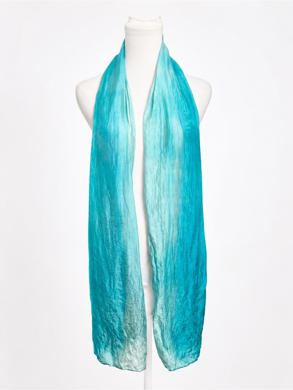 Silk Ombre Aqua Turquoise Scarf Wrap Shawl Lightweight Sheer